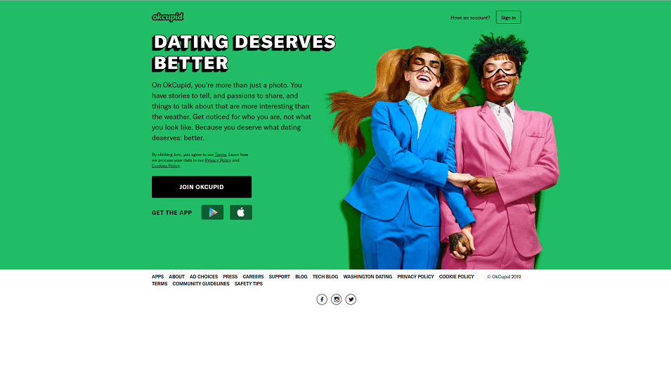 OKCupid Dating App Homepage. Eine der größten Dating-Apps in UK