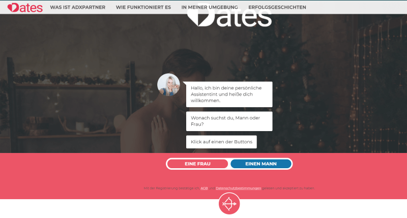 Chat mit virtueller Assistentin auf iDates Startseite