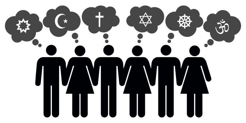 Grafik von Menschen verschiedener religiöse Konfession