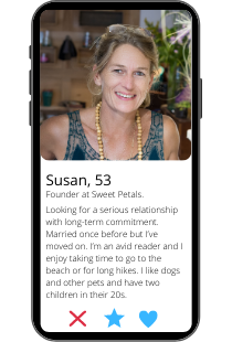 Dating-Profil Beispiel von Susan auf einem Smartphone