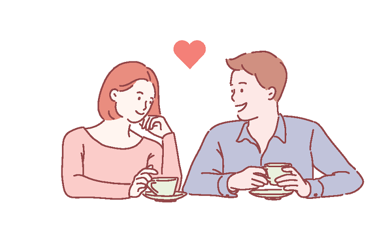 Vektorgrafik einer Frau und eines Mannes, die sich ineinander verlieben