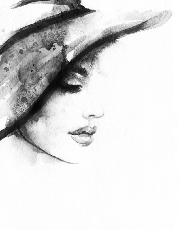 digitale Malerei einer Frau mit Hut